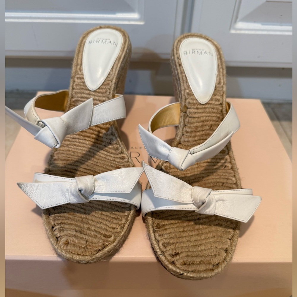Alexandre Birman Women's Clarita Braided Espadrille Wedge Sandals in White 40